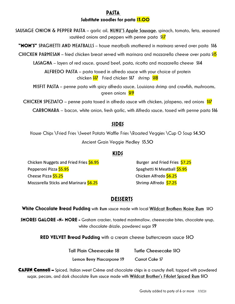 Dinner Menu Misfits Dine and Drink Dinner Menu Misfits Dine and Drink